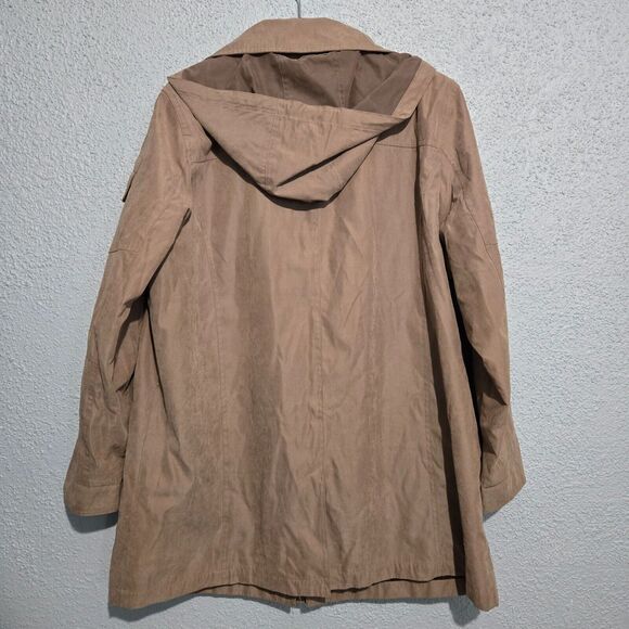 Croft & Barrow Womens Beige Hooded Zip Up Heavyweight Trench Coat Size 1X Chore - Picture 3 of 7